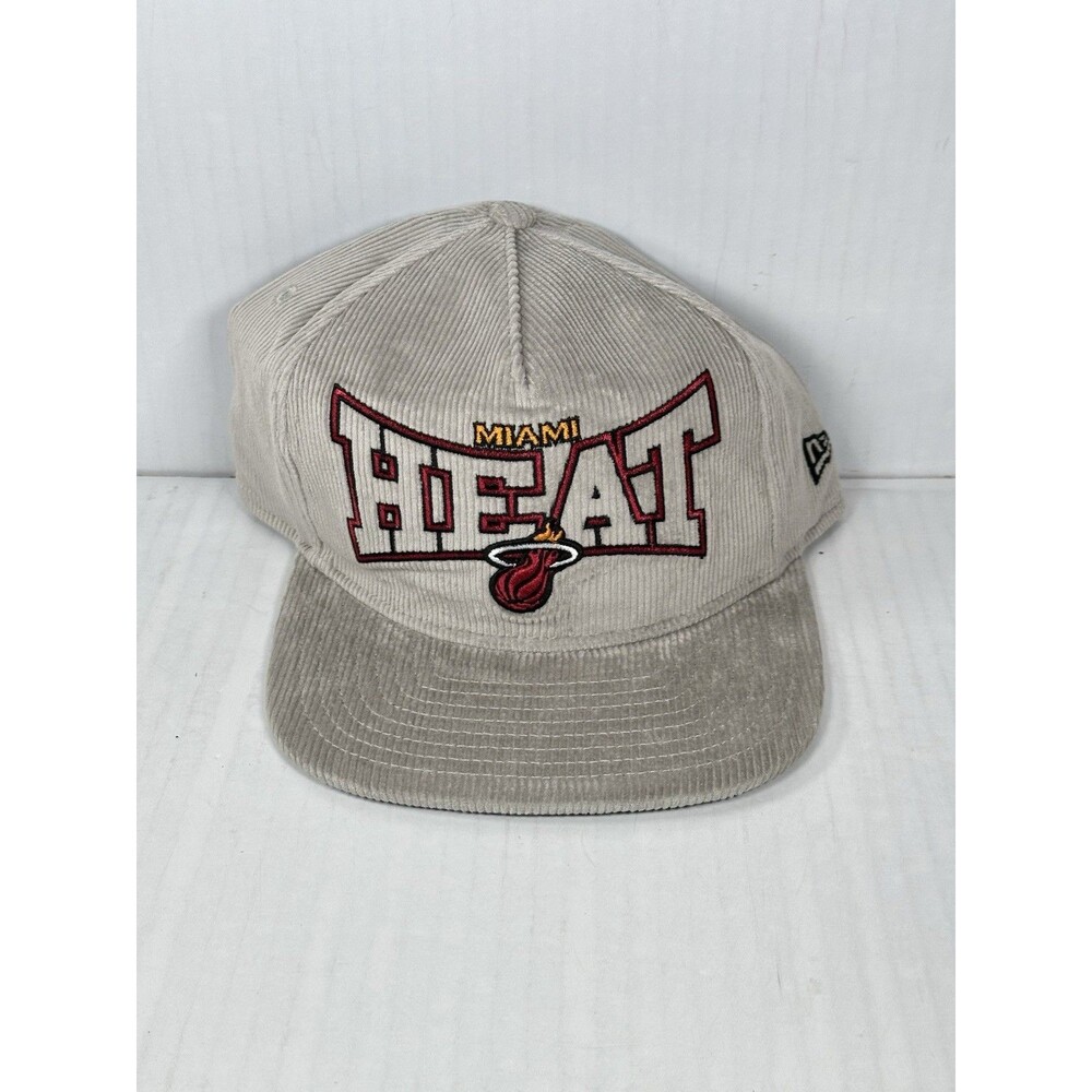 New Era Miami Heat Corduroy The Golfer Snapback Hat Cap Adjustable Gray NBA NEW